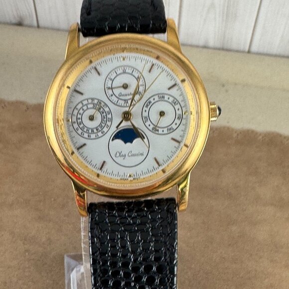 Vintage Ladys Oleg Cassini Moon Phase Watch Gold Tone main image 7